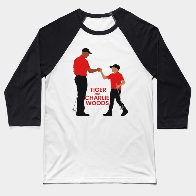 Tiger and Charlie Woods Baseball T-Shirt by mursyidinejad